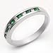 14k White Gold Emerald and Diamond Channel Set Wedding Band Ring