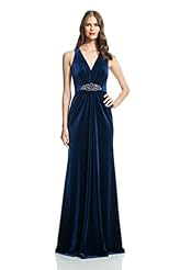 Velvet Halter Sleeveless Beaded  Dress