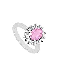 Pink Topaz and Diamond Ring 14K White Gold - 1.50 CT TGW