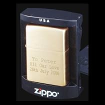 Brass Zippo Lighter. Can be personalised with up to 50 characters/letters