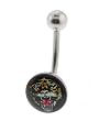 Genuine Ed Hardy Stainless Steel Belly Ring - Tiger Logo in 10mm - 14 Gauge - 5mm Ball - Sold Individually