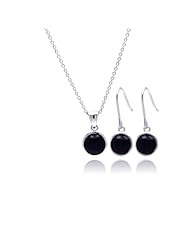 Nickel Free Sterling Silver Pendant & Earring Sets Black CZ Drop Set