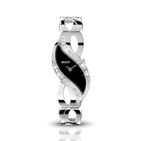Seksy by Sekonda Ladies Black Sparkle Dial Crystal Stone Set Bracelet Watch 4276 + Free Pendant Gift