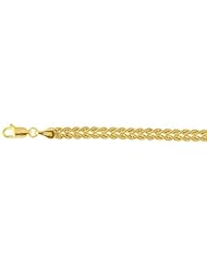 10K Yellow Gold 7.25" 4.40mm 2 Woven Braided Rope Chain Ladies Fancy Bracelet With Lobster Clasp
