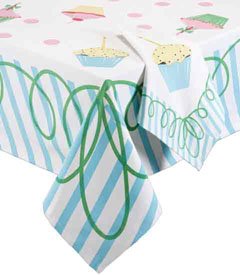 Happy Birthday Tablecloth - Polka Dots & Cupcakes in Pink