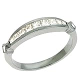 14k White Princess Cut 0.55 Ct Diamond Band Ring - Size 7.0