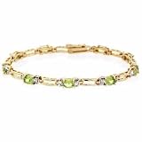 18K Gold over Sterling Silver Genuine Peridot and Diamond Accent Bracelet