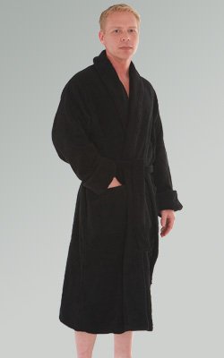 Men's Terry Cotton Shawl Collar Bathrobe, Full Cut 18 oz Bath Robe