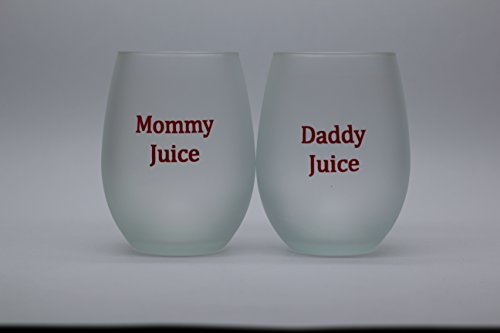 Mommy and Daddy Juice Stemless Wine Glasses (Set of 2)