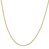 Duragold Men's 14k Yellow Gold Solid Diamond-Cut Rope Chain Necklace (2.25mm), 24