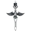 Inox Jewelry 316L Stainless Steel Skull Wing Pendant