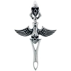 Inox Jewelry 316L Stainless Steel Skull Wing Pendant