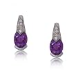 Amethyst and Diamond Modern Earrings in 14k White Gold