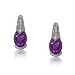 14Kt White Gold Modern Earrings w Amethyst & Diamonds