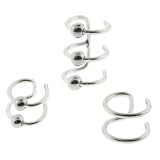 Set of 3 Surgical Steel Fake Cartilage 'Clip-On' Closure Ring - Double and Triple Closure with Beads