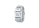 0.90ct Sterling Silver Luxurious Princess Cut Diamonds Chain Link Wedding Band (Size 8, 8.5, 9, 9.5, 10, 10.5, 11, 11.5, 12, 12.5, 13, 13.5, 14, 14.5)