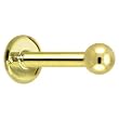14 Gauge Solid 14KT Yellow Gold Ball Internally Threaded Labret - 5/16" 3mm