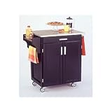 Black Kitchen Cart with Stainless Steel Top by Home Styles