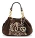 Juicy Couture Velour Terry Heart Jeweled Charm Tassel Fluffy Bag Purse Brown
