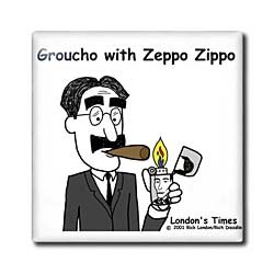 Rich Diesslins Famous People Places Books Cartoons - Grocho Marx with Zeppo Zippo - Tiles