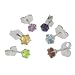Sterling Silver Stud Earrings Set in Gift Box Blue Topaz, Amethyst, Citrine & Garnet