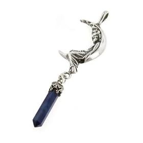 Lady in the Moon Sterling Silver Pendant with Genuine Blue Lapis Healing Crystal
