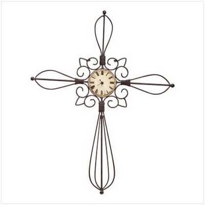 Rustic Metal Cross Wall Clock