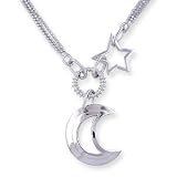 Sterling Silver Open Moon Star 18 Necklace