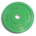 Kraiburg Premium 10 lb Green Rubber Bumper Weight Plates for Crossfit Powerlifting, One Pair