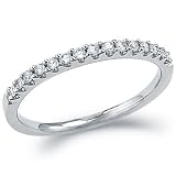 14k White Gold Round Cut Diamond Ladies Womens Channel Set Wedding or Anniversary 2mm Ring Band (.15 cttw, G - H Color, I1 Clarity)