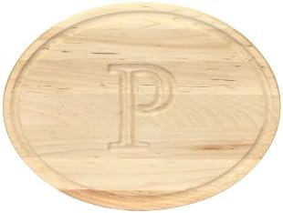CHUBBCO 400-P Oval Bar/Cheese Board, 9-Inch by 12-Inch by 0.75-Inch, Monogrammed "P", Maple