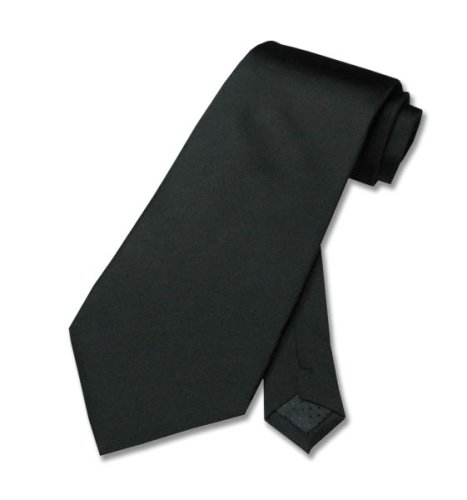100% SILK Solid BLACK Neck Tie. Men's NeckTie.