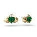 14K Yellow Gold Heart Created Emerald Celtic Claddagh Earrings