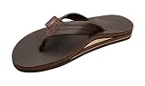 Rainbow Sandals - Womens Premier Leather Double Stack Wide Strap Expresso Size Medium (6.5 - 7.5)
