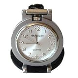 Pocket Watch - Black Leather Belt Loop Pocket Watch with Button Clip Snap by Augusta Golf Supplies