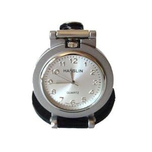 Pocket Watch - Black Leather Belt Loop Pocket Watch with Button Clip Snap