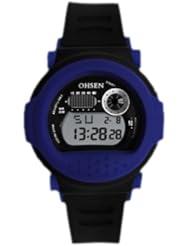 OHSEN YI-1212-3 LCD Sport Mens Lady Wrist Watch Date Day Stopwatch Rubber Blue