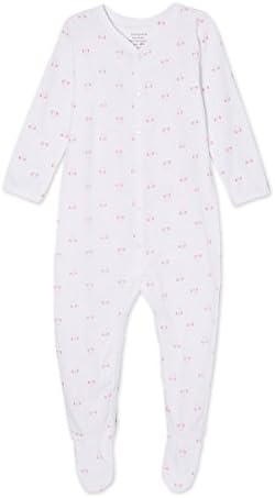 Kimki Organics Organic Cotton Baby Footie 3-6 Months, Pink Owl Print
