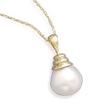 18 14K Yellow Gold Necklace and Pendant Featuring a 12-13mm Cultured South Sea Pearl Drop