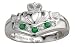 Claddagh Wish Bone Sterling Silver Ring with Emerald & Cubic Zirconia - from Ireland