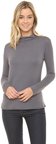 ALYGNE Womens Basic Long Sleeve Mockneck Layer Shirt SLATE-L