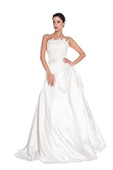 Strapless Vintage Lace Applique Wedding Dress  with a Chapel Train 