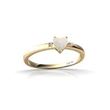 14K Yellow Gold Genuine Heart Opal and Diamond Ring