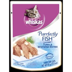 Whiskas Purrfectly FISH Tuna & Whitefish Entree Cat Food Pouches