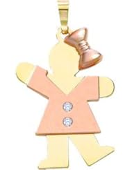 14K Two Tone Gold The Kids Diamond Girl Charm