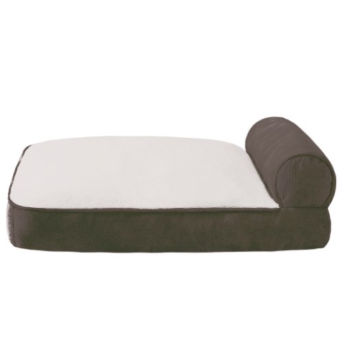 JLA Pets Elephant Skin Bolster Lounger 27 by 40-Inch Dog Bed, Brown
