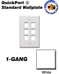 LEVITON 41080-6W 6-Port QuickPort Flush Mount Wallplate in White