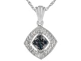 .25CTW WHITE AND IRRADIATED BLUE DIAMOND PLATINUM OVER STERLING SILVER PENDANT WITH CHAIN