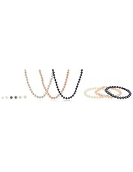 Pack of 3 Sterling Silver 6-7mm Freshwater Cultured Pearl Necklace, Bracelet and Earrings Jewelry Set
