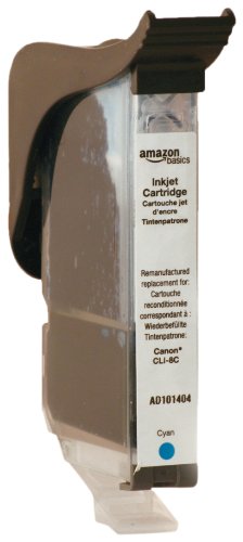 AmazonBasics wiederbefüllte Tintenpatrone als Ersatz für Canon CLI-8 cyan [Amazon Frustfreie Verpackung]